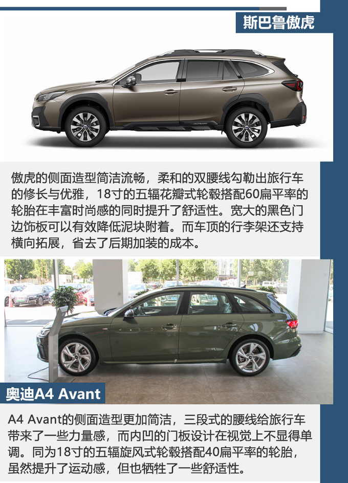 都是进口旅行车<a href=https://www.qzqcw.com/z/sibalu/ target=_blank class=infotextkey>斯巴鲁</a><a href=https://www.qzqcw.com/z/sibalu/aohu/ target=_blank class=infotextkey>傲虎</a>和<a href=https://www.qzqcw.com/z/aodi/ target=_blank class=infotextkey>奥迪</a>A4 Avant谁更适合旅行-图3