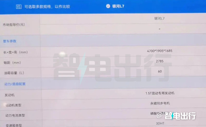 银河L7配置曝光5月18日上市 预计售14-17万-图1