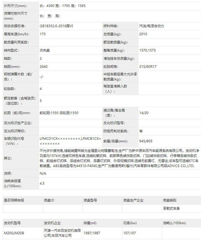 一汽<a href=https://www.qzqcw.com/z/fengtian/ target=_blank class=infotextkey>丰田</a>新款奕泽将开卖 增2.0L混动版-油耗4.5升-图4