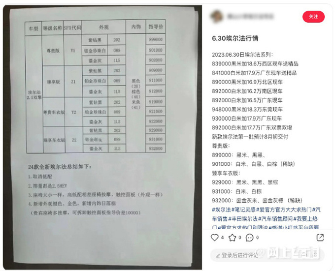 <a href=https://www.qzqcw.com/z/fengtian/ target=_blank class=infotextkey>丰田</a>新埃尔法官涨6万经销商加价26万 8月提车-图1