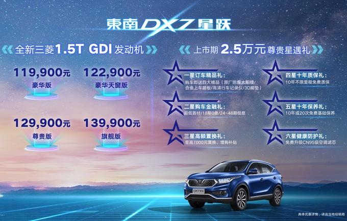 <a href=https://www.qzqcw.com/z/dongnan/ target=_blank class=infotextkey>东南</a>DX7星跃售11.99万起 全新1.5T 动力大幅提升-图1