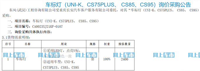 配发光LOGO<a href=https://www.qzqcw.com/z/changan/ target=_blank class=infotextkey>长安</a>UNI-K/CS75PLUS将推特别版-图3