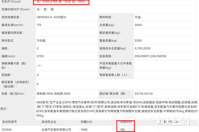 新坦克300燃油版实拍换新2.0T发动机 尺寸加长-图4