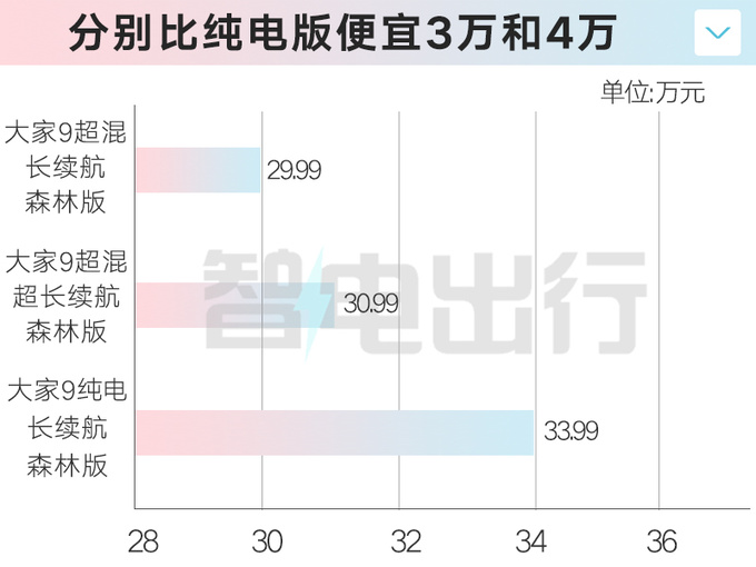 比纯电版更便宜上汽大家9超混售29.99万-30.99万-图4