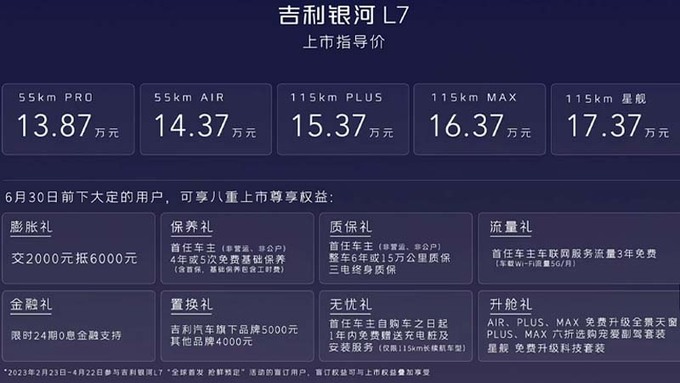 2种续航最高差3.5万<a href=https://www.qzqcw.com/z/jili/ target=_blank class=infotextkey>吉利</a>银河L7哪款最值得买-图4