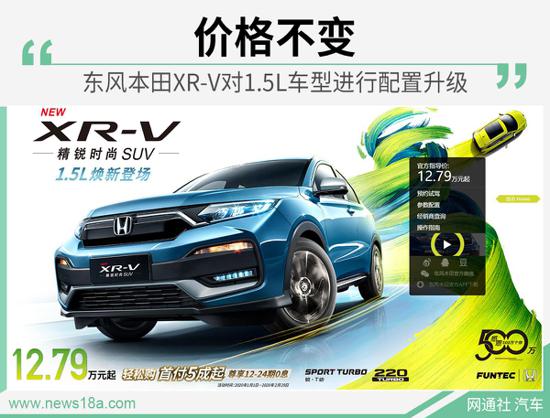 价格不变 东风本田XR-V 1.5L车型配置升级