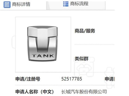 长城注册坦克LOGO 打造第二个高端品牌